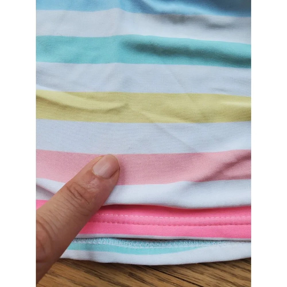 18-24M Lot of 3 Rashguard Swim Set for Toddler Girls Rainbow Stripes FAIR/Play